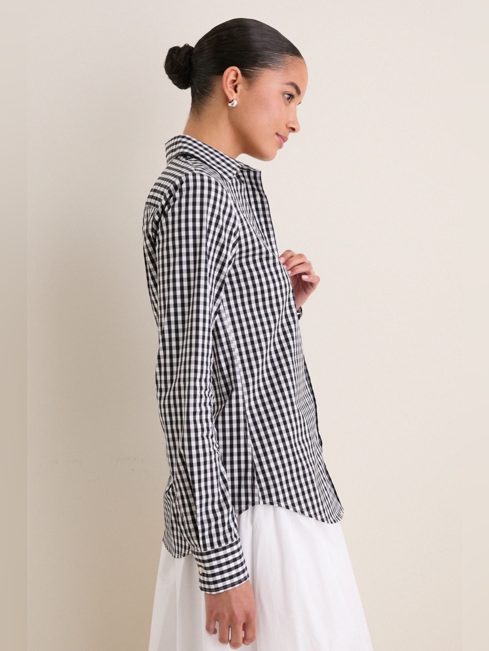 The Shirt by Rochelle Behrens Black and White Gingham Long Sleeve Icon Shirt - Picture 2 of 10